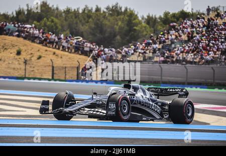 10 GASLY Pierre (Fra), Scuderia AlphaTauri AT03, Aktion während der Formel 1 Lenovo Grand Prix de France, Französischer Grand Prix 2022, 12. Runde der FIA Formel 1 Weltmeisterschaft 2022 vom 22. Bis 24. Juli 2022 auf dem Circuit Paul Ricard, in Le Castellet, Frankreich - Foto: Paulo Maria/Dppi/DPPI/LiveMedia Stockfoto