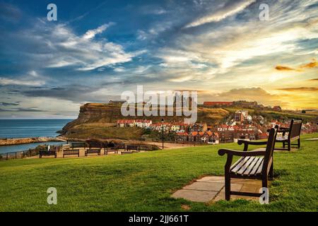 Whitby an der Nordostküste Englands. Stockfoto
