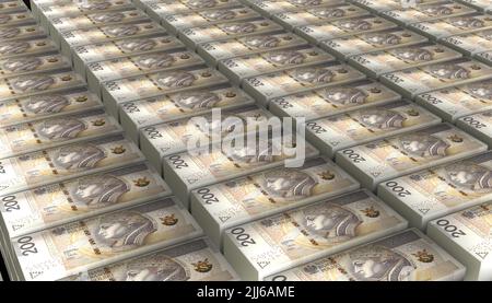 3D Illustration Polen 200 Zlotych Polnische Zloty Geldnote Stockfoto