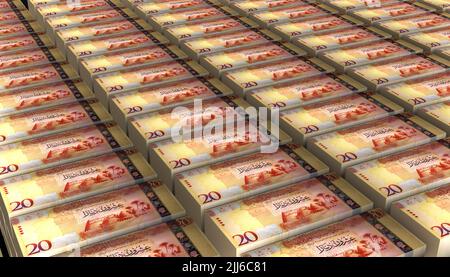 3D Illustration Libyen 20 Dinar Geldnote Stockfoto