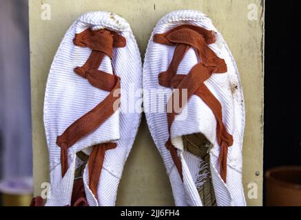 Detail der typischen spanischen Schuhe, Handwerk und Tradition Stockfoto