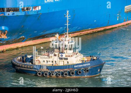 Svitzer eston-Schlepper im Hafen von Southampton. Stockfoto