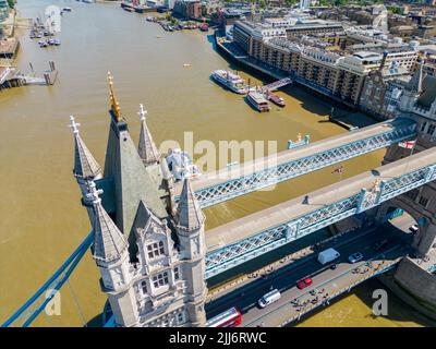 Nahaufnahme der Tower Bridge London River Thames Stockfoto