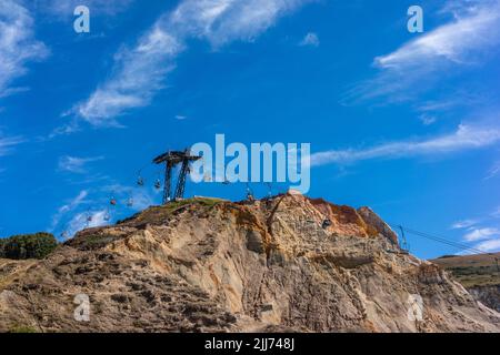 Alum Bay Sessellift Sommer 2022, Isle of Wight, England, Großbritannien Stockfoto