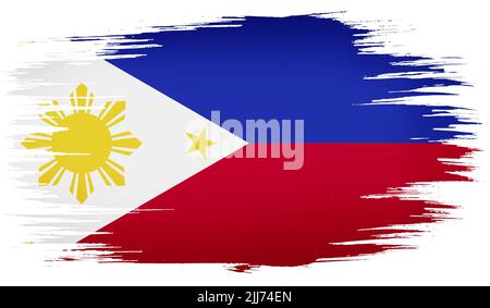 Bunte handgezeichnete Pinselstriche gemalt Nationalflagge der Philippinen. Vorlage für Banner, Karte, Werbung, TV-Werbung, Anzeigen, Webdesig Stockfoto