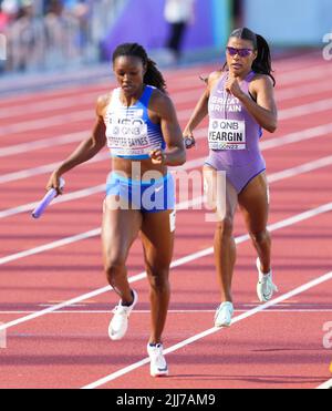 Die britische Nicole Yeargin bei den Damen-Vorläufen über 4 x 400 m am 9. Tag der Leichtathletik-Weltmeisterschaften im Hayward Field, University of Oregon, USA. Bilddatum: Samstag, 23. Juli 2022. Stockfoto