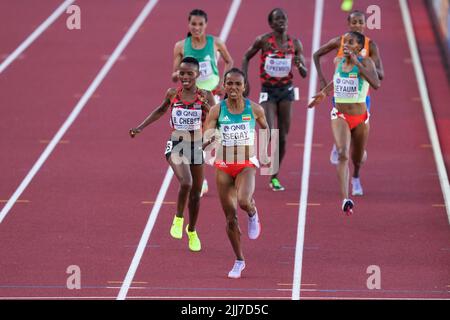 Die Äthiopierin Gudaf Tsegay beim Finale der Frauen 5000m am 9. Tag der Leichtathletik-Weltmeisterschaften im Hayward Field, University of Oregon in den Vereinigten Staaten von Amerika. Bilddatum: Samstag, 23. Juli 2022. Stockfoto