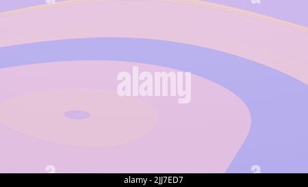 3D Rendern. Rosa abstrakter Hintergrund mit violetten Kurven. Textur mit rosa und violetten Kurven und Kreisen. Weicher Rosa Hintergrund. Abstrakter, mehrfarbiger, weicher Texturhintergrund. Holographisch schillernde Oberfläche faltige Folie Pastell. Stockfoto