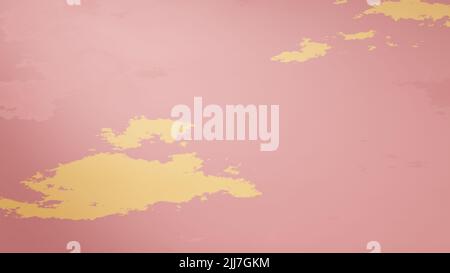 3D Rendern. Rosa Hintergrund mit gelben unregelmäßigen Fleck. Abstrakte Struktur in Rosa und Gelb. Acryl- oder Aquarellmalerei Hintergrund. Präsentationsvorlage mit Farbtextur. Szenischer Hintergrund von Flecken und Flecken von Ölfarbe Stockfoto