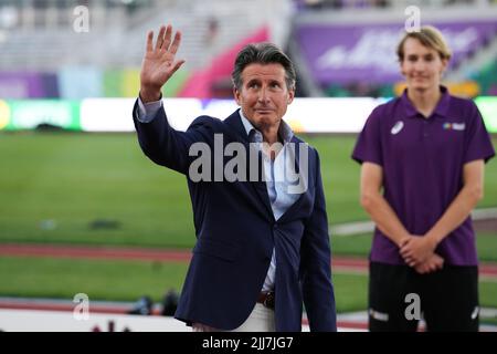 Der Leichtathletik-Präsident Sebastian Coe am 9. Tag der Leichtathletik-Weltmeisterschaften im Hayward Field, University of Oregon in den Vereinigten Staaten von Amerika. Bilddatum: Samstag, 23. Juli 2022. Stockfoto