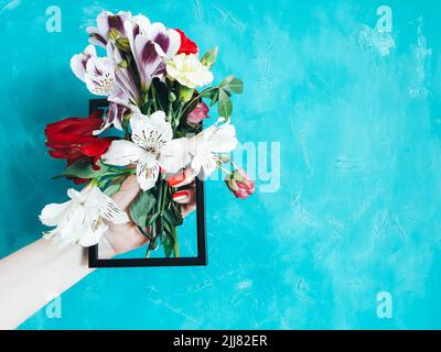 Floristik Kunst Bunte Blumenstrauß Arrangement Stockfoto