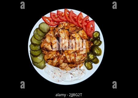 Chicken Döner Teller in einem Restaurant. Isoliert. Stockfoto