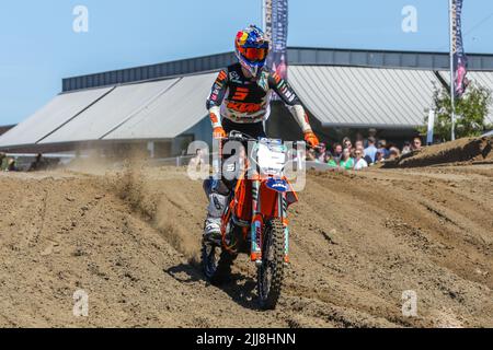 Lommel, Belgien. 24.. Juli 2022. Der Belgier Liam Everts wurde während des Motocross MX2 Grand Prix, 14. (von 18) Rennen der FIM Motocross-Weltmeisterschaft, Sonntag, 24. Juli 2022 in Lommel, in Aktion gezeigt. BELGA FOTO MARIJN DE KEYZER Kredit: Belga Nachrichtenagentur/Alamy Live News Stockfoto