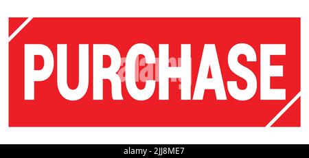 KAUFTEXT auf rotem grungy Stempelschild geschrieben. Stockfoto