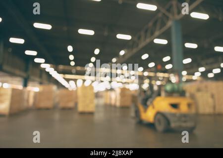 Blur Warehouse Inventar Produktbestand für Logistik Waren Produkte Händler Hintergrund Stockfoto