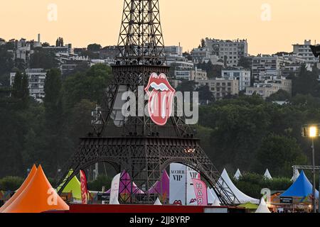 Das Rolling Stones Konzert auf der Rennbahn Longchamp in Paris, Frankreich am 23. Juli 2022. (Foto von Lionel Urman/Sipa USA) Stockfoto