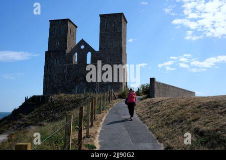 Reculver Bay ist ein Dorf und Küstenresort im Osten von kent, Stadt canterbury, großbritannien juli 2022 Stockfoto