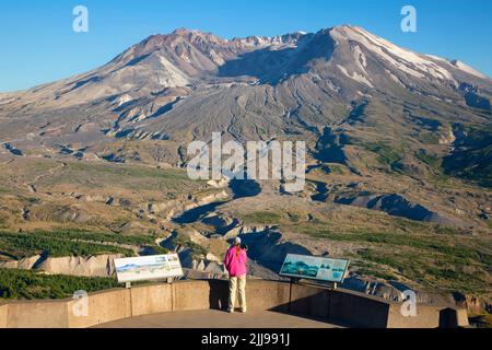 Mt St Helens von Johnston Ridge, Mt St Helens National Volcanic Monument, Washington Stockfoto