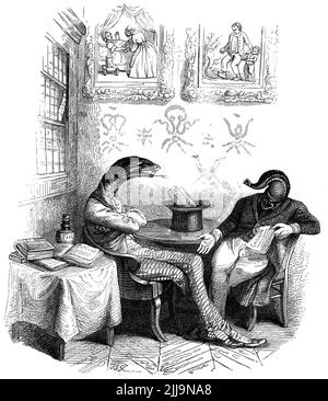 1845, FRANKREICH : der französische Schriftsteller, Dichter und Dramatiker JEAN-PIERRE CLARIS DE FLORIAN ( 1755 - 1794 ) . Gefeierter Fabulist . Gravierte Illustration für einen seiner Romane , von Jean-Jacques Grandville, XIX Jahrhundert, pubblisgeh in FABLES DE FLORIAN , Garniers Frères , Paris , 1845 . - DEFLORIAN - TEATRO - THEATER - DRAMATURGO - FAVOLISTA - FAVOLE - FAVOLA - FABULISIT - COMMEDIOGRAFO - PLAYWRITER - JEAN PIERRE - ROMANZIERE - SCRITTORE - LETTERATURA - LITERATUR - LETTERATO - POESIA - POETA - DICHTER - POESIE - '700 - 700 'S - SETTECENTO - INCISIONE - illustration - Illustration - serpente - sanguisu Stockfoto