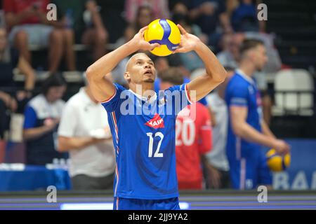 Bologna, Italien. 21.. Juli 2022. Volley Nations League 2022 - Viertelfinalspiel Frankreich gegen Japan Stockfoto