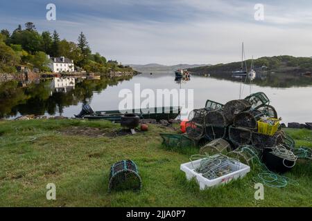 Der Blick über Loch Gairloch von Dry Island, Badachro, Wester Ross Stockfoto