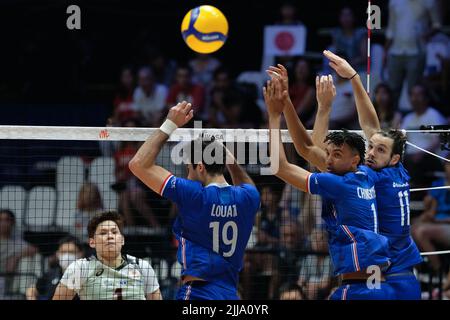 Bologna, Italien. 21.. Juli 2022. Volley Nations League 2022 - Viertelfinalspiel Frankreich gegen Japan Stockfoto