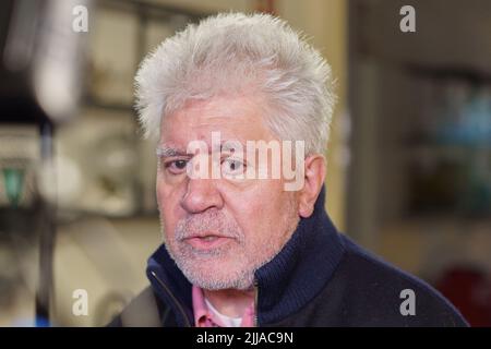 Pedro Almodovar während der Präsentation des Drehbuchs 'Madres Paralelas' in Madrid, 23. November 2021 Spanien Featuring: Pedro Almodovar wo: Madrid, Spanien Wann: 23 Nov 2021 Credit: Oscar Gonzalez/WENN Stockfoto