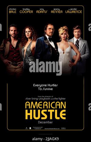 BRADLEY COOPER, Amy Adams, Christian Bale, Jennifer Lawrence, Jeremy Renner, Plakat, AMERIKANISCHE HUSTLE, 2013 Stockfoto