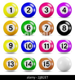 Billard-Ball mit Zahl auf der Oberfläche. Isoliert . Eingebettete Beschneidungspfade . 3D Rendern . Stockfoto