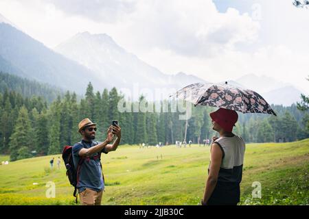 Pahalgam ist eine Bergstation im nordindischen Bundesstaat Jammu und Kaschmir. Stockfoto