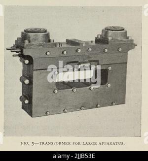 Transformator für große Geräte aus dem Artikel "ELEKTROSCHWEISSEN UND METALLBEARBEITUNG. Von Hermann Lemp. Aus dem Engineering Magazine ZUM INDUSTRIELLEN FORTSCHRITT Band VII April bis September 1894 NEW YORK The Engineering Magazine Co Stockfoto