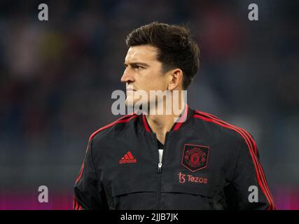 PERTH, AUSTRALIEN - 23. JULI: Harry Maguire von Manchester United während des Vorsaison-Freundschaftsspiel zwischen Manchester United und Aston Villa in Optus Stockfoto