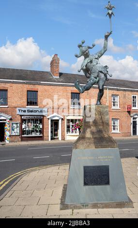 Statue von Shakespeare Charakter Narr Prüfstein aus, wie Sie es von James Butler Stratford upon Avon England UK mögen Stockfoto