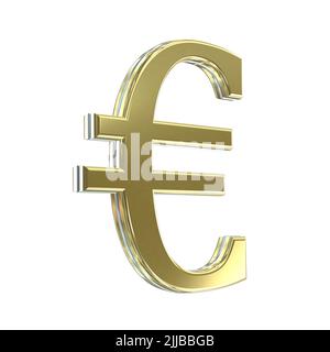 3D Gold Silber Euro Währungssymbol Symbole Zeichen ausschneiden isoliert auf weißem Hintergrund Stockfoto