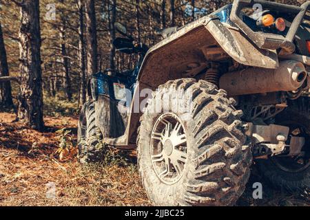 Close-up Schwanz Blick auf ATV Quad Bike. Stockfoto