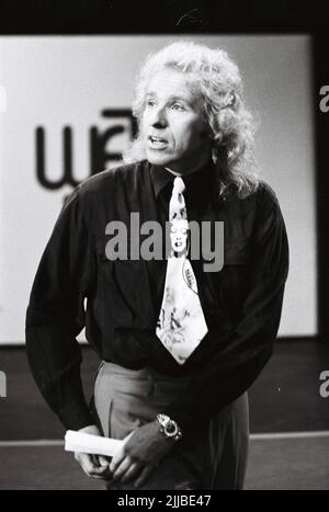 Der deutsche Moderator, Entertainer, Showmaster, Thomas Gottschalk während der Fernsehsendung Wetten, dass..? (Ausgabe 69) aus Saarbrücken. Stockfoto