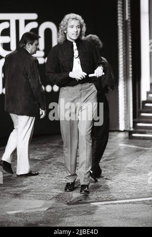 Der deutsche Moderator, Entertainer, Showmaster, Thomas Gottschalk während der Fernsehsendung Wetten, dass..? (Ausgabe 69) aus Saarbrücken. Stockfoto