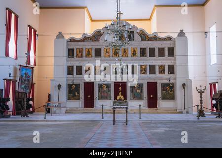 Ikonostase der Kirche des Heiligen Georg in der alten venezianischen Festung in Korfu Stadt auf einer griechischen Insel Korfu Stockfoto