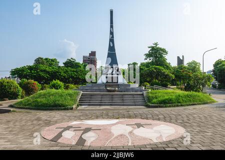 14. Juli 2022: Das erste Friedensdenkmal 228, ein 1989 in Chiayi City, Taiwan erbautes Denkmal. Es ist das früheste 228 Peace Memorial Monument Stockfoto