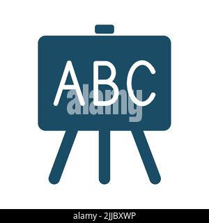 Hochwertiges dunkelblaues flaches Alphabet-Board-Symbol. Piktogramm, Symbolsatz, Illustration. Nützlich für Websites, Banner, Grußkarten, Apps und soziale Medien Stockfoto