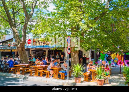 Restaurant Terrassen, Korzo, Petőfi sétány, Hauptfußgängerzone am Strand, Siofok, Ungarn Stockfoto