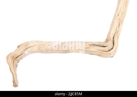 Teil aus Treibholz isoliert auf weißem Hintergrund. Stockfoto
