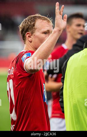 Herning, Dänemark. 22., Juli 2022. Anders Klynge von Silkeborg, WENN er nach dem Superliga-Spiel 3F zwischen dem FC Midtjylland und Silkeborg IN der MCH Arena in Herning gesehen wird. (Foto: Gonzales Photo - Morten Kjaer). Stockfoto