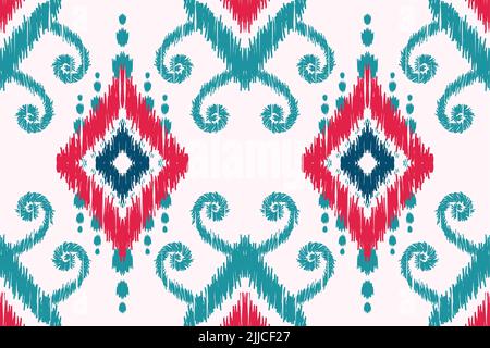 Traditionelles IKAT & Ethno-Nahtloses Muster mit geometrischem Tribal-Hintergrund für Liebhaber des orientalischen Stickdesigns. Stockfoto