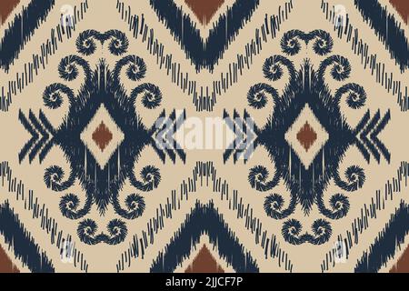 Traditionelles IKAT & Ethno-Nahtloses Muster mit geometrischem Tribal-Hintergrund für Liebhaber des orientalischen Stickdesigns. Stockfoto