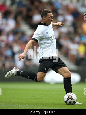 James Chester von Derby County während eines Freundschaftsspiel vor der Saison im Pride Park Stadium, Derby. Bilddatum: Samstag, 23. Juli 2022. Stockfoto