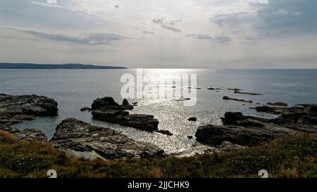 Blick von Godrevy in Richtung St. Ives Stockfoto