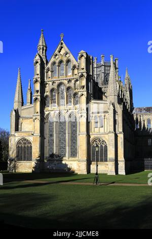 Blick auf die Kathedrale von Ely; Ely City; Cambridgeshire; England; Großbritannien Stockfoto