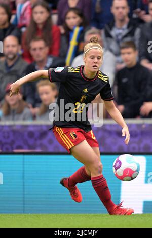 LEIGH - Laura Deloose aus Belgien Frauen beim Frauen-Viertelfinale zwischen Schweden und Belgien am 21. Juli 2022 in Leigh, England. ANP | Dutch Height | GERRIT AUS KÖLN Stockfoto