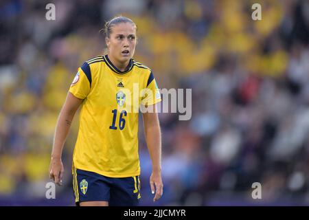 LEIGH - Filippa Angeldal von Schweden Frauen während des Viertelfinalmatches der Frauen zwischen Schweden und Belgien am 21. Juli 2022 in Leigh, England. ANP | Dutch Height | GERRIT AUS KÖLN Stockfoto